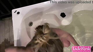 Hot tub outdoor party turns into sloppy blowjob and messy cumshot fail