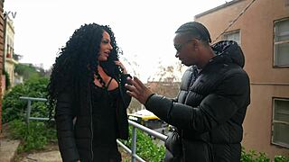 Pretty Italian blonde from Naples takes huge black cock doggystyle creampie in Barcelona?