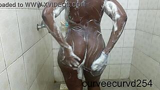 big booty african brazilian babe showers off her curves up close