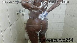 big booty african brazilian babe showers off her curves up close