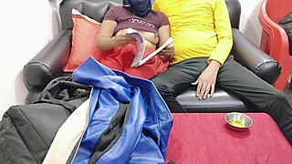 teacher sneaks in to pound his young girlfriend while boyfriend watches her squirm