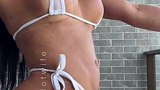 who's flashing those see-through bikinis on the apartment balcony slut?