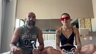 boyfriend shoves controller in my pussy then fucks my tight ass while gaming