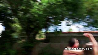 pool party blows up into wild group cock sucking fucking