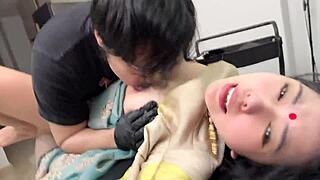 Tattoo Artist Seduces Teen into Huge Squirting Pussy Orgy!