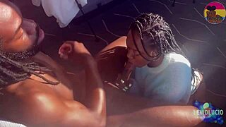 How does my insatiable ebony girlfriend service this cock with deep eye contact before hotel pussy sex?