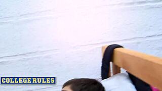 Promiscuous college coeds compete in steamy party game sucking most monster cocks doggystyle bent over