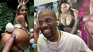 overwhelmed by cum on my face as easter bunny slut barista