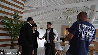 silvia soprano gets fucked hard by two guys in beach house bts unseen anal creampie action