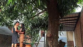 i caught colombian neighbor stealing mangos and fucked her on balcony