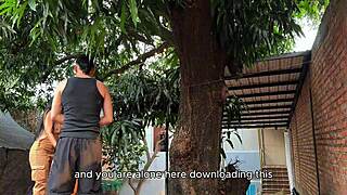 i caught colombian neighbor stealing mangos and fucked her on balcony