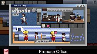 office workers use freeuse policy during retro comic tasks