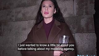 uh lonely brunette party babe sneaks away for hard outdoor casting cock ride