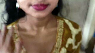 in a dimly lit room the busty indian bhabhi surrenders to her devar's touch leading to passionate homemade desi sex filled with moans