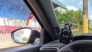 skinny redhead blackmails with risky public bus masturbation flashing dirty talk creampie fuck