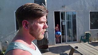 hot gardener rams two big booty sluts in rough mff threesome outdoors