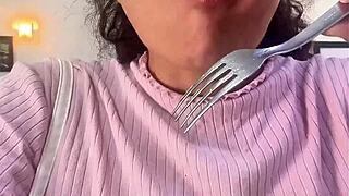 chubby milk intolerant girl bloats up for massive fart explosion relief