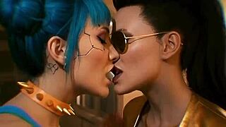 in the cyberpunk 2077 city, lesbian dreams unfold in part 2's ai glow.