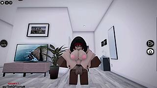 playing roblox condo game with bff turns into hot monster bbc session part 2 🎮🍆🔥