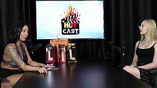 watch vivian loola squirm in bdsm interview as group toys her tattooed latina body on sheer red?!