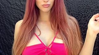 italian milf artemisia love smokes fetish cigarette outdoors in bikini showing long hair big tits