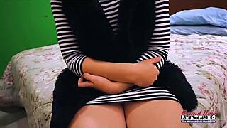 kylie tiny brunette cutie rims ass bends over for messy deepthroat bj doggy cum swallow