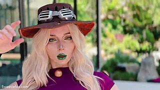 Whoa, Fem Gyro Zeppeli fucks Johnny hard then gulps his hot cum in JoJo cosplay!