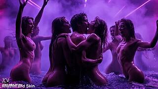 AI SEX RAVE!! lesbian djs kiss n tease wet underwater