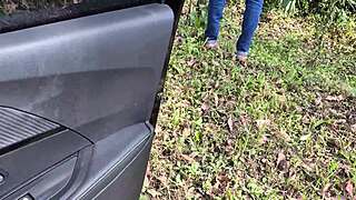 old man fingers and fucks wife outdoors in public cuckold creampie