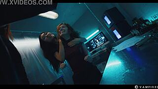 Dude monstergirl vampires dominate in Halloween lesbian threesome with facesitting and scissoring