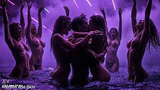 AI SEX RAVE!! lesbian djs kiss n tease wet underwater
