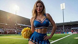 Cheerleader in packed stadium gets fucked hard amid strong emotions