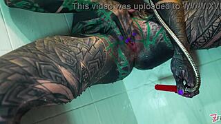 Tattooed Model's Shower Anal Bliss Overwhelms Her Senses