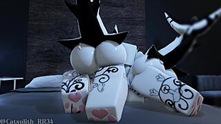 Two Shark Girls Pounce for Bent-Over Blowjob and Doggystyle Creampie in Roblox Game