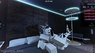 Two Shark Girls Pounce for Bent-Over Blowjob and Doggystyle Creampie in Roblox Game