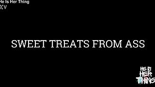 her ass serves gummy bears chocolate and he worships with licks and gratitude