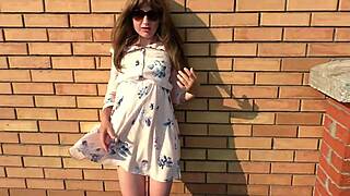 wanna see my hot girlfriend sucking sensual then bent over doggy on the roof cum filling her panties?