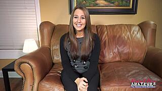 Autum the tiny ginger cutie delivers eager rimjob and messy blowjob. She swallows passionately after licking shaved pussy clean