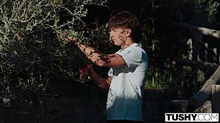 Eva Generosi gapes flawless tiny ass in passionate anal pounding. Deep doggystyle assfucking stretches her tight hole wide