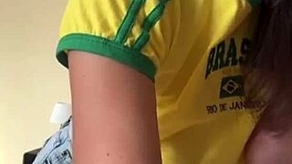 stepmom strips nude then fucks her pussy deep with huge dildo