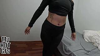 Pretty brunette latina starts porn career with intense dorm fuck and creampie finish
