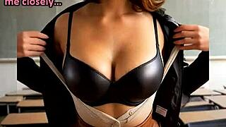 Dude back to school for midlife crisis leather teacher dream in classroom riding cowgirl