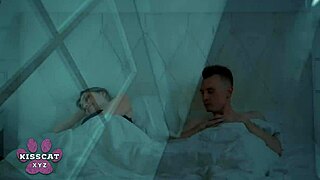 Step mom catches step dad creampie Amber Kawaii fucks hard shared bed