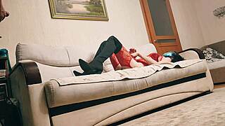 skinny 41 year old fitness milf slips into stockings and erotic lingerie for blowjob play