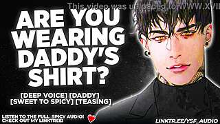 Stepdad catches male moaning in dirty shirt theft roleplay domination.