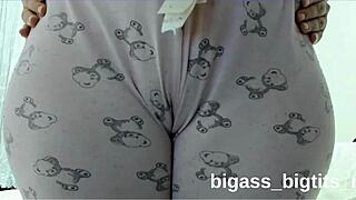Curvy BBW Milf Teases Cameltoe While Masturbating in Tight Pajamas
