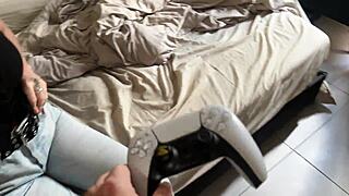 geeky latina teaches video games then rides cock passionately in hot roleplay
