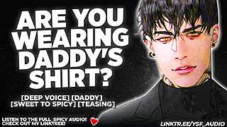 Stepdad catches male moaning in dirty shirt theft roleplay domination.