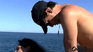 Tanned brunette takes rough anal pounding right on the rocks