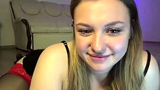 jucielussie masturbates fingering shaved pussy in sexy stockings on webcam